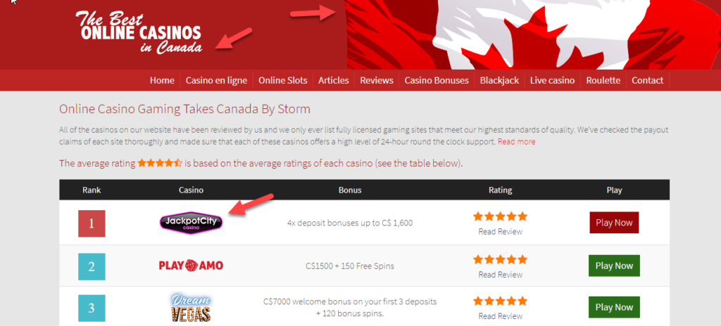Canadian gambling affiliate website